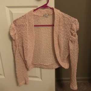 Pink sweater sheer tweed print.